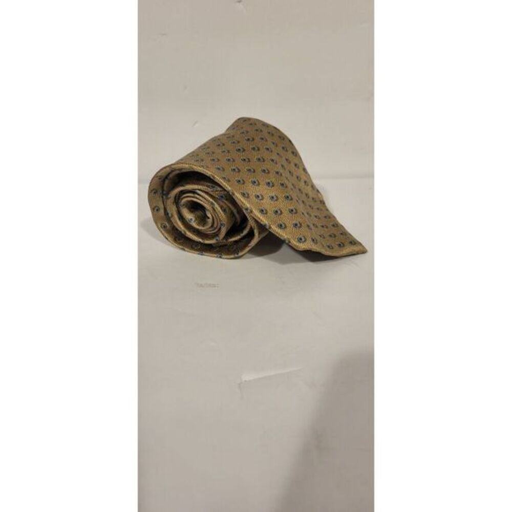 ERMENEGILDO‎ ZEGNA Gold Geometric Silk Tie ITALY